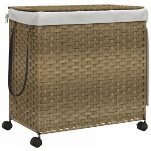 VidaXL Panier à linge avec roulettes 60x35x60,5 cm résine tressée