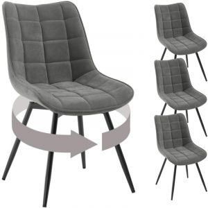 Woltu - Lot de 4 Chaises Pivotantes Salle &agrave; Manger Chaises de Cuisine, Tissu en Velours, Pieds en M&eacute;tal, Gris Fonc&eacute;