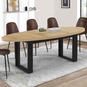 Idmarket Table à manger PHOENIX 8 personnes ovale 200 cm bois et noir