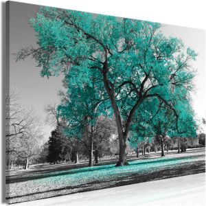 Artgeist Tableau - Autumn in the Park (1 Part) Wide Turquoise - 120x80