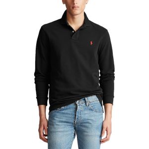 Ralph Lauren Polo manches longues droit custom fit Noir - Taille M