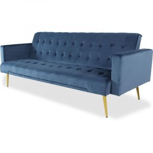 Cotecosy Canapé convertible clic-clac Justy Velours Bleu