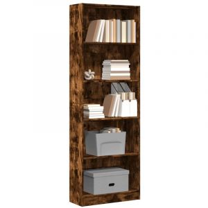 VidaXL Bibliothèque chêne fumé 60x24x176 cm bois d'ingénierie, étagère à livres, porte-livres, support à livres, armoire de rangement
