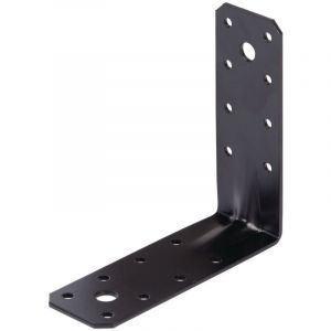 Alberts 329594 Équerre renforcée - galvanisée - noire - plastifiée - 125 x 125 x 45 x 2,5 mm