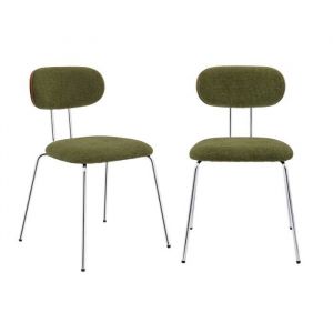 Chaise d&eacute;cor bois courb&eacute; teint&eacute; noyer et tissu d&eacute;perlant kaki, pieds