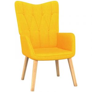 Image de VidaXL Chaise de relaxation 62x68,5x96 cm Jaune moutarde Tissu. Produit Neuf ! Garantie 0 ans !