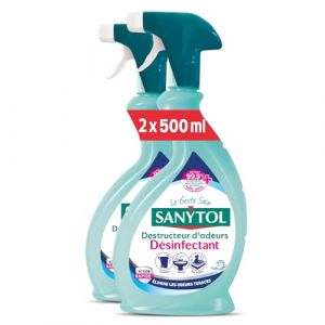 Sanytol Désinfectant Destructeur d'Odeurs - Senteur Marine - 500 ml - Lot de 2 - Action Rapide - Bactéricide, Virucide - Fongicide - Sans Javel - Pour Siphons, Litières, Poubelles