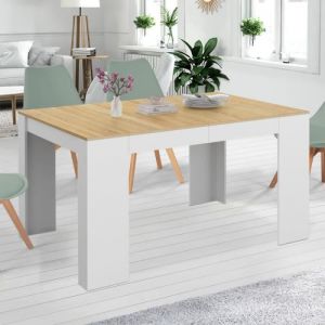 Idmarket Table console extensible ORLANDO 6 personnes 140 cm bois blanc et façon hêtre