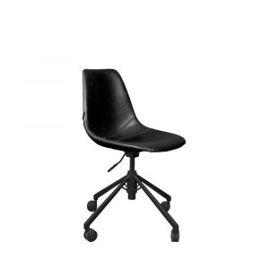 Image de Dutchbone Chaise de bureau à roulettes 67,5x67,5x82 cm en PU noir - FRANKY