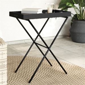 VidaXL Table à plateau pliable noir 65x40x75 cm résine tressée