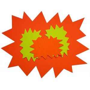 APLI 14925 - Lot de 25 étiquettes carton 780 g/m², forme éclaté 24x32, coloris jaune/orange fluo