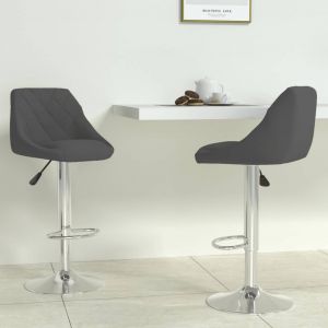 VidaXL Tabourets de bar Velours 2 pcs Gris foncé - Gris