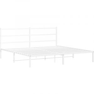 Cadre de lit m&eacute;tal avec t&ecirc;te de lit blanc 180x200 cm Vidaxl White