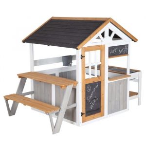 Roba Maison de Jeux Extérieure Multifonction en Bois Massif - Cuisine BBQ Table et Banc – Dès 18 Mois