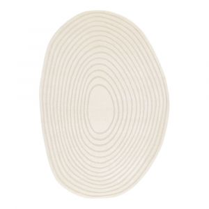 Tapis intérieur forme de galet motif circulaire crème Amanda 160x230cm