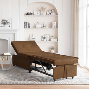 VidaXL Canapé-Lit 3-En-1 Avec Design Escamotable En Faux Suède Marron