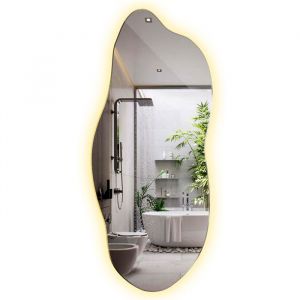Décorative Miroir Irrégulier Organique avec éclairage LED avec Lumière LED Tulup 35x80 cm lumière chaude mural Miroir de maquillage Hollywood pour Entrée Séjour Bureau Salle de bain Couloir