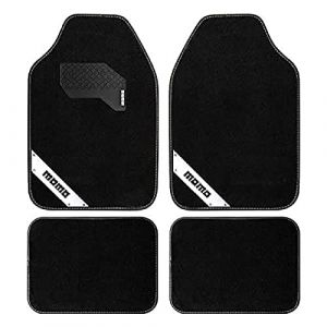 Image de Momo SET COMPLET 4 PIÈCES TAPIS DE VOITURE UNIVERSEL NOIR ET BLANC