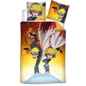 Image de Aymax Naruto Shippuden - Manga Déco - Parure de Lit Enfant Naruto et Minato - Housse de Couette 140x200 Taie 63x63 cm - Jaune