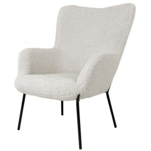 Boris-fauteuil vintage en tissu boucl&eacute; &eacute;cru