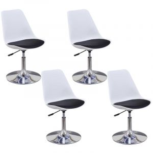 Image de VidaXL Chaises pivotantes à dîner 4 pcs Blanc et noir Similicuir