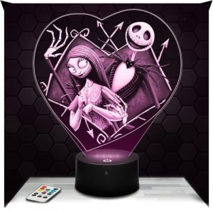 Lampe 3D - Mister Jack - Accessoire Figurine Cadeau Mister Jack - Veilleuse Led Tactile avec socle au choix et t&eacute;l&eacute;commande