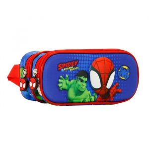 Karactermania Spiderman Circles Trousse 3D Double, One Size Bleu