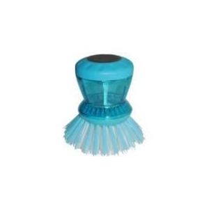 Brosse vaisselle avec réservoir et bouton doseur