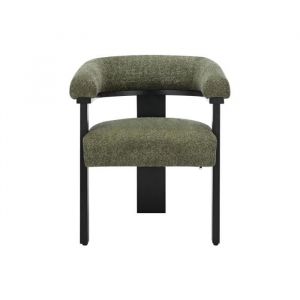 Pascal Morabito Chaise avec accoudoirs en tissu bouclette et bois d'hévéa noir - Kaki - livelia de