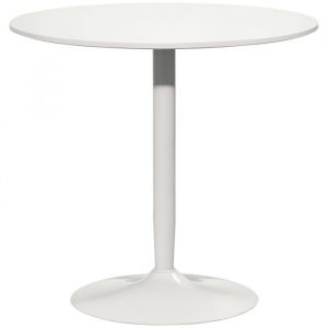 Homcom Table à manger - ronde - pour 2 personnes - piétement en acier - MDF - Ø 80 x 75 cm - blanc