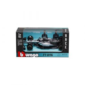 Bburago F1 Mercedes-AMG W16 2025#63 Russell, Voiture diecast &agrave; l'&eacute;chelle 1:43 avec d&eacute;tails Authentiques, r&eacute;plique F1 Mercedes, d&eacute;coration argent&eacute;e/Noire, Licence Officielle, &acirc;ge recommand&eacute; 3+ Ans