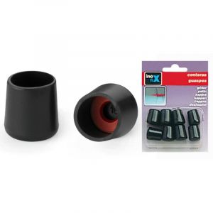 Image de Inofix Embout Rond en Plastique Avec Rondelle Lot de 8 Noir sous blister - Patins et embouts de chaises