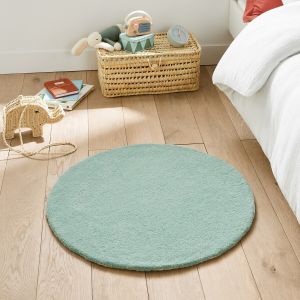 Image de Tapis rond coton tuft&eacute;, Renzo, petit mod&egrave;le C&eacute;ladon Taille Diam 70 cm