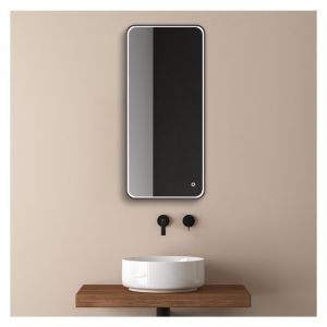 Miroir led rectangulaire avec cadre alu noir nebia