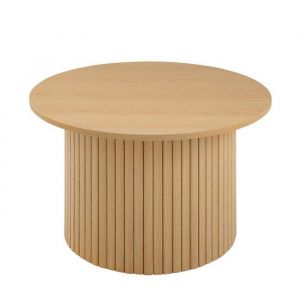 Calicosy Table basse ronde avec pied à lattes décor bois - ELIE