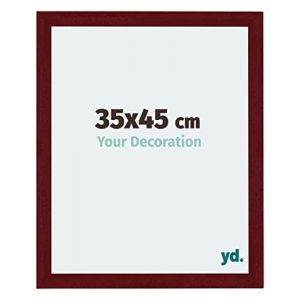 Your Decoration - 35x45 cm - Cadres Photo en mdf Avec Verre acrylique - Anti-Reflet - Excellente Qualité - Vin Rouge Patiné - Cadre Decoration Murale