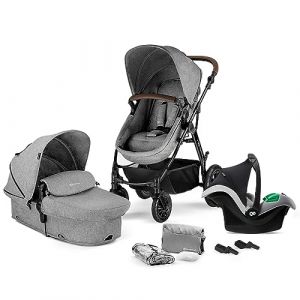 Kinderkraft Poussette Moov + Nacelle + Coque Auto Mink Pro - Grey Melange