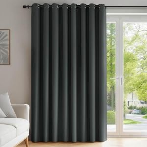 Deconovo Rideau Gris Foncé Occultant à Oeillets Isolant Thermique Rideau Tissu Porte en Chambre Salon 254x242cm Rideau Grande Largeur pour Enfant Garcon