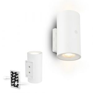 BRILONER Sticklights - Lampe murale sans électricité ni perçage avec batterie, tactile, dimmable, lumière blanche chaude, sans fil, murale rechargeable, 6,1x12 cm, blanc
