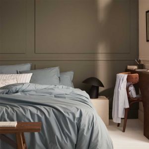 A Demain - Housse de couette unie en coton vert d'eau 260x240