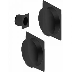 Paire de poignées cuvette carrées à encastrer noir mat pour porte coulissante + tire doigt