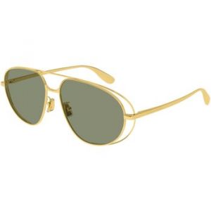 Bottega Veneta Unisex BV1344S 001 Lunettes de soleil M&eacute;tal Or Vert Pilote
