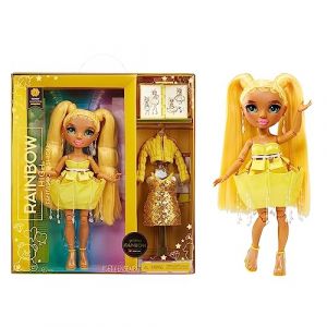 Rainbow high Fantastic Fashion Poupée - Sunny Madison - Poupée Mannequin Jaune de 28cm et Ensemble de Jeu avec 2 Tenues et Accessoires de Mode - Idéal pour Les Enfants de 4 à 12 Ans