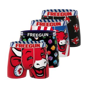 Freegun Boxer Homme Vache Qui Rit, Caleçon Homme Original et Authentique (Lot de 4) XXL