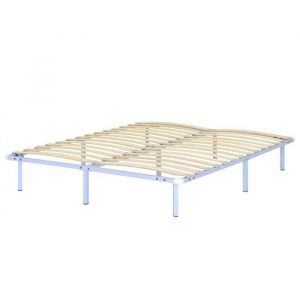 Monmobilierdesign NAMARA Sommier &agrave; lattes robuste avec pieds en acier - Montage facile - 160X200 cm Blanc