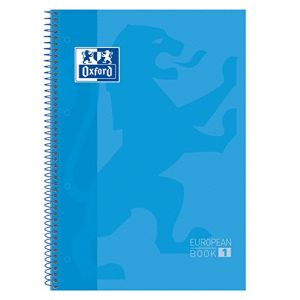 Oxford Liderpapel - Bloc spirale european book couvercle extradura din a4 80 feuilles quadricule 5 mm couleur turquoise