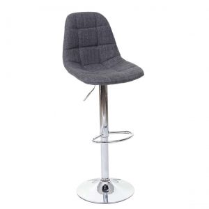 Décoshop26 Tabouret de bar chaise de comptoir en tissu gris pieds acier chromé 04_0005240
