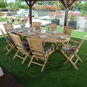 Teck'Attitude Salon de Jardin Teck Ecograde Kediri, 6 chaises et 2 fauteuils