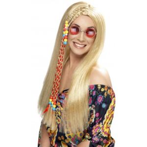 Perruque hippie blonde femme avec tresse