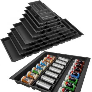 ORGA-BOX 3 Range-épices Profondeur : 473 x Largeur : 491 mm anthracite avec structure Canvas pour tiroirs de 60 cm